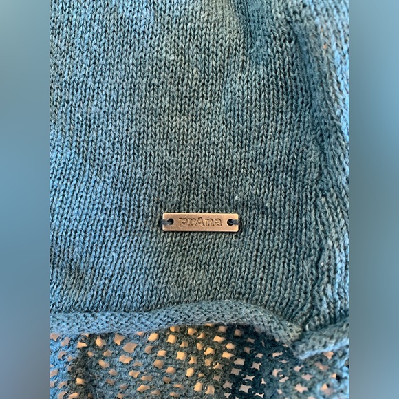 Prana Teal Green Cowl Neck Hemp and organic cotton Top with sheer Back size S - Picture 7 of 8